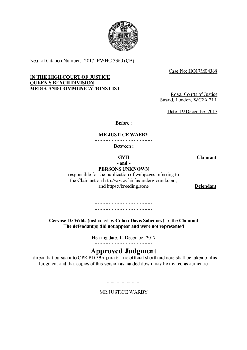 Privacy injunction